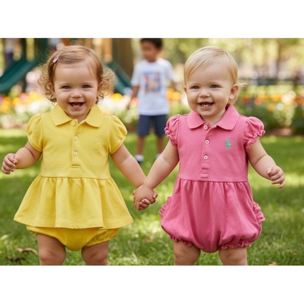 New Lot Ralph Lauren Baby Girl's Polo Shortall Dress Pink Bubble 3 Months M